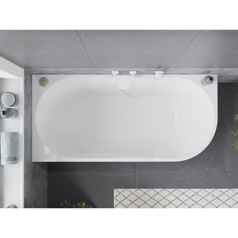 Mexen Mia baignoire autoportante d'angle gauche 170 x 80 cm, blanche/noire, trop-plein blanc - 52691708075L-20
