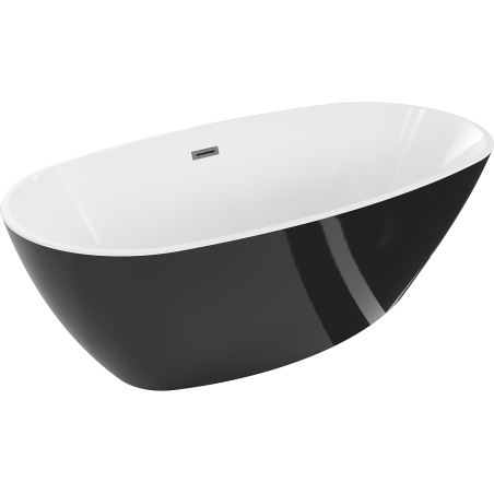 Mexen Eris baignoire autoportante 155 x 80 cm, blanc/noir, trop-plein gun gray brossé - 53441558075-66