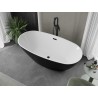 Mexen Eris baignoire autoportante 155 x 80 cm, blanche/noire, trop-plein noir - 53441558075-70