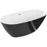 Mexen Eris baignoire autoportante 155 x 80 cm, blanche/noire, avec trop-plein nickel brossé - 53441558075-97