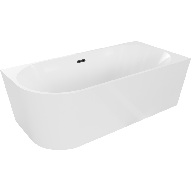 Mexen Mia baignoire autoportante d'angle droite 170 x 80 cm, blanche, trop-plein noir - 52691708000P-70
