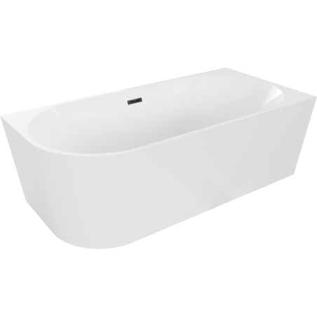 Baignoire Mexen Mia freestanding d'angle droite 170 x 80 cm, blanche, trop-plein noir - 52691708000P-70