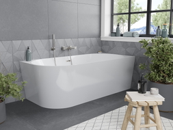 Mexen Mia baignoire autoportante d'angle droite 170 x 80 cm, blanche, trop-plein nickel brossé - 52691708000P-97