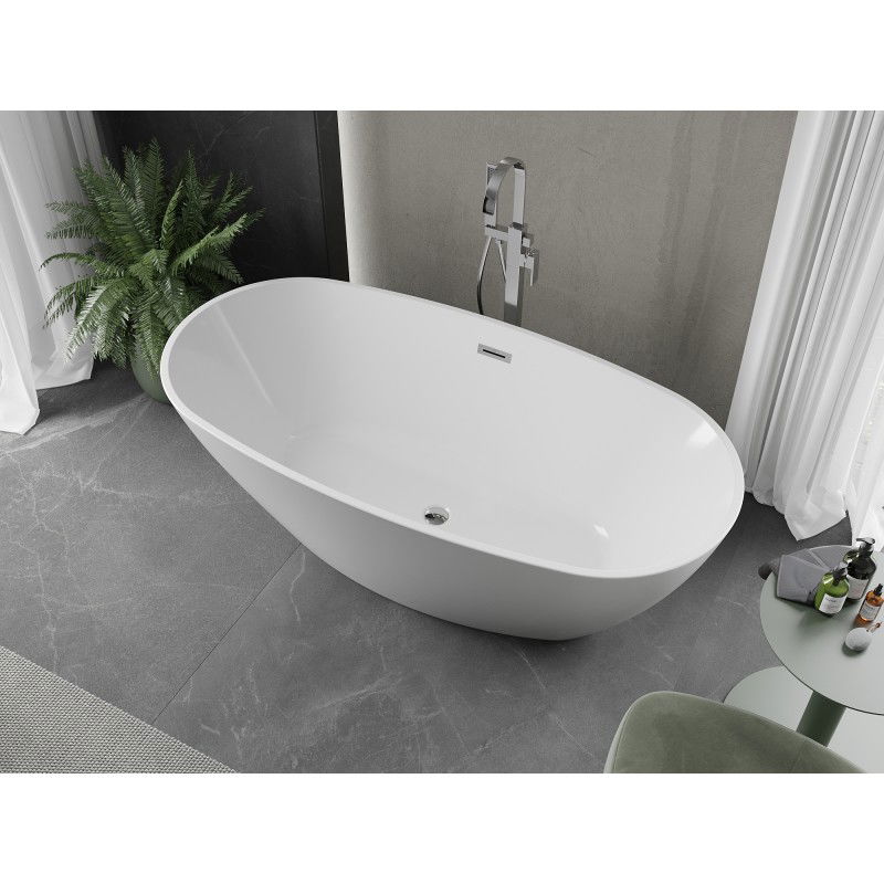 Mexen Eris baignoire autoportante 170 x 80 cm, blanche, trop-plein chromé - 53441708000-01