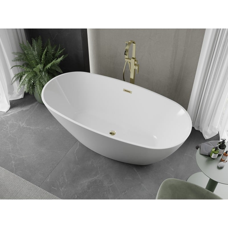 Mexen Eris baignoire autoportante 170 x 80 cm, blanche, trop-plein doré - 53441708000-50