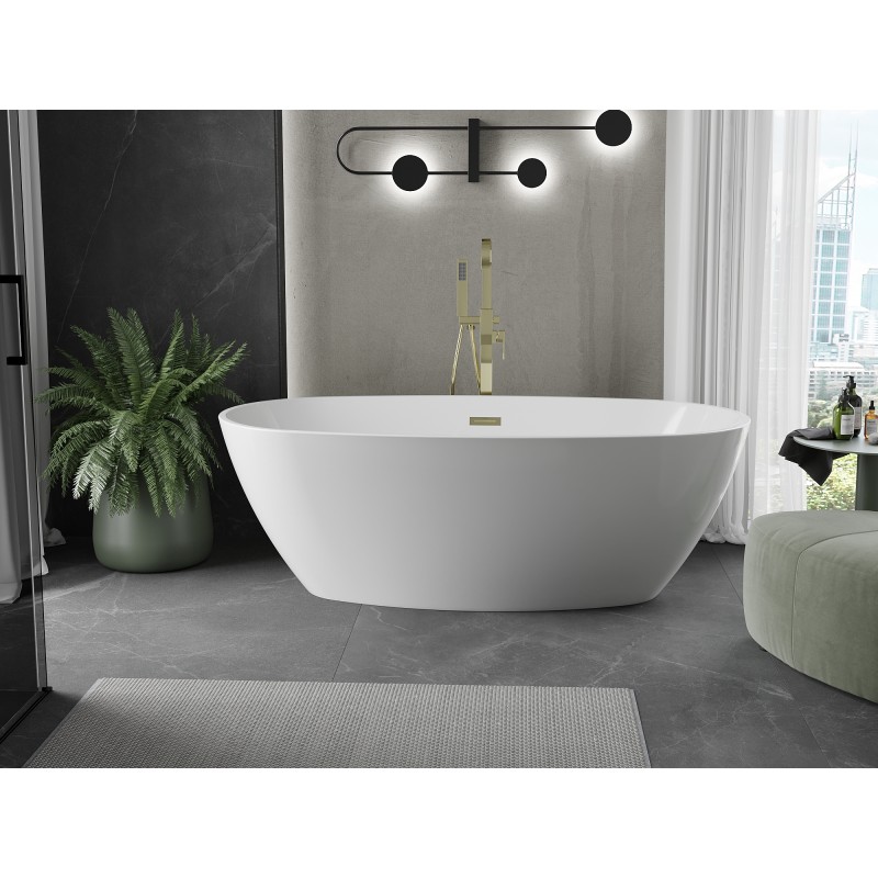 Mexen Eris baignoire autoportante 170 x 80 cm, blanche, trop-plein doré - 53441708000-50
