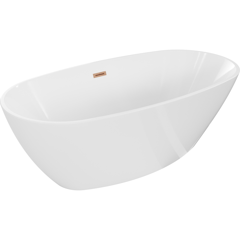 Mexen Eris baignoire autoportante 170 x 80 cm, blanche, trop-plein en cuivre brossé - 53441708000-65