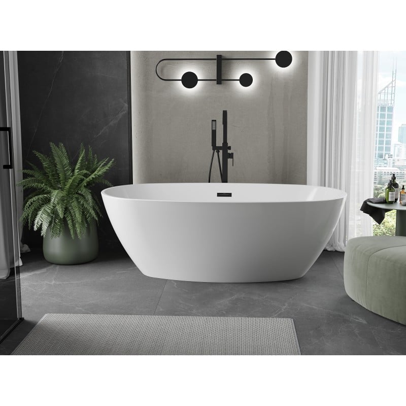 Mexen Eris baignoire autoportante 170 x 80 cm, blanche, trop-plein noir - 53441708000-70