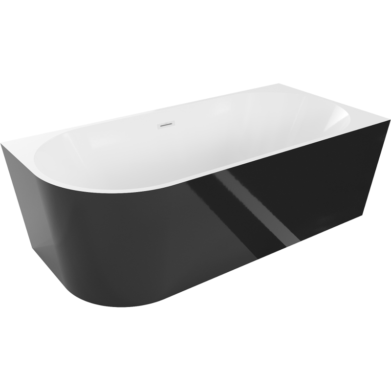 Mexen Mia baignoire autoportante d'angle droit 170 x 80 cm, blanc/noir, trop-plein blanc - 52691708075P-20