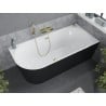 Baignoire Mexen Mia indépendante angulaire droite 170 x 80 cm, blanche/noire, évacuation or brossé - 52691708075P-55