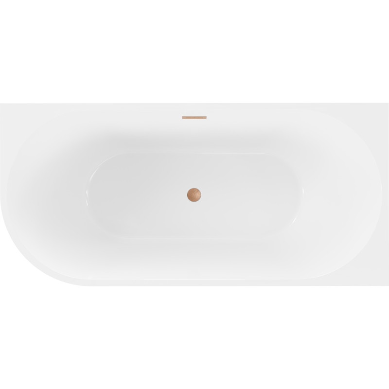Mexen Mia baignoire autoportante d'angle droit 170 x 80 cm, blanc/noir, trop-plein cuivre brossé - 52691708075P-65