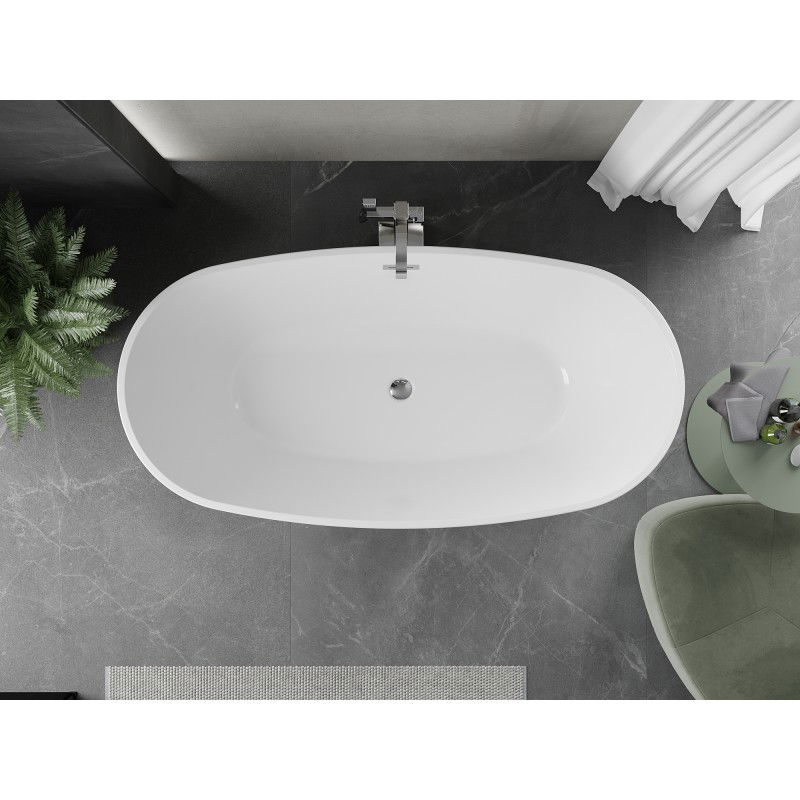 Mexen Eris baignoire autoportante 170 x 80 cm, blanc/noir, trop-plein chromé - 53441708075-01