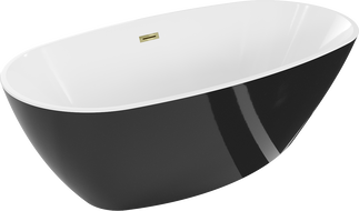 Mexen Eris baignoire autoportante 170 x 80 cm, blanc/noir, trop-plein doré - 53441708075-50