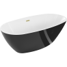 Mexen Eris baignoire autoportante 170 x 80 cm, blanc/noir, trop-plein doré brossé - 53441708075-55