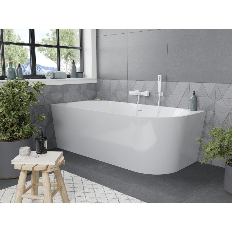 Mexen Mia baignoire autoportante d'angle gauche 180 x 80 cm, blanche, trop-plein blanc - 52691808000L-20