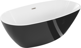 Mexen Eris baignoire autoportante 170 x 80 cm, blanc/noir, trop-plein nickel brossé - 53441708075-97