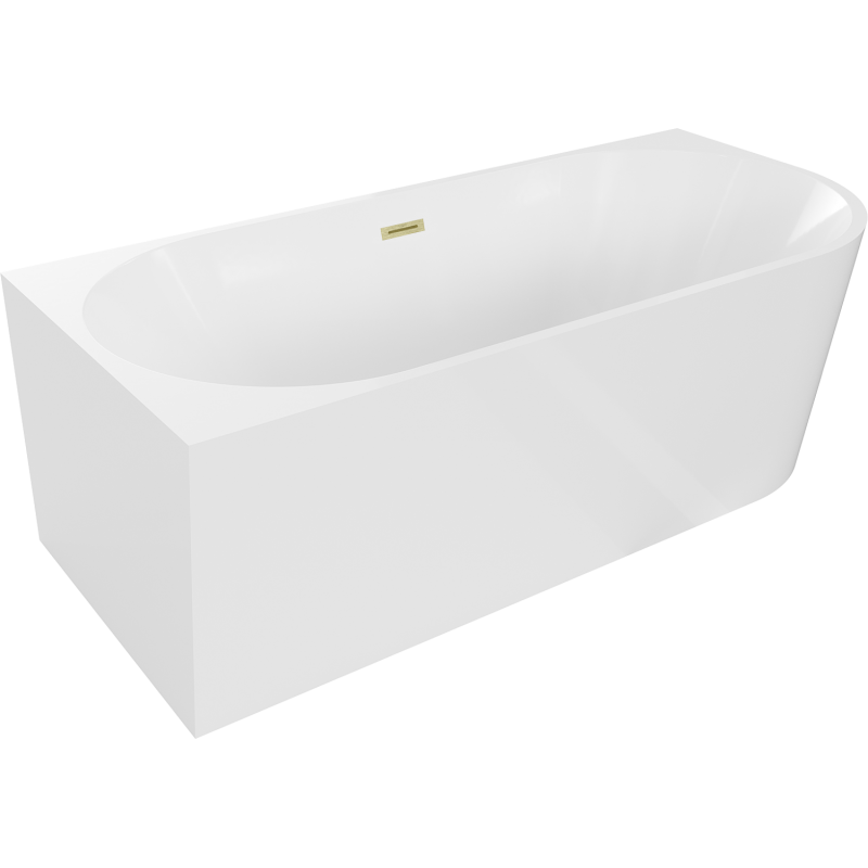 Baignoire Mexen Mia d'angle autoportante gauche 180 x 80 cm, blanche, évacuation en or brossé - 52691808000L-55
