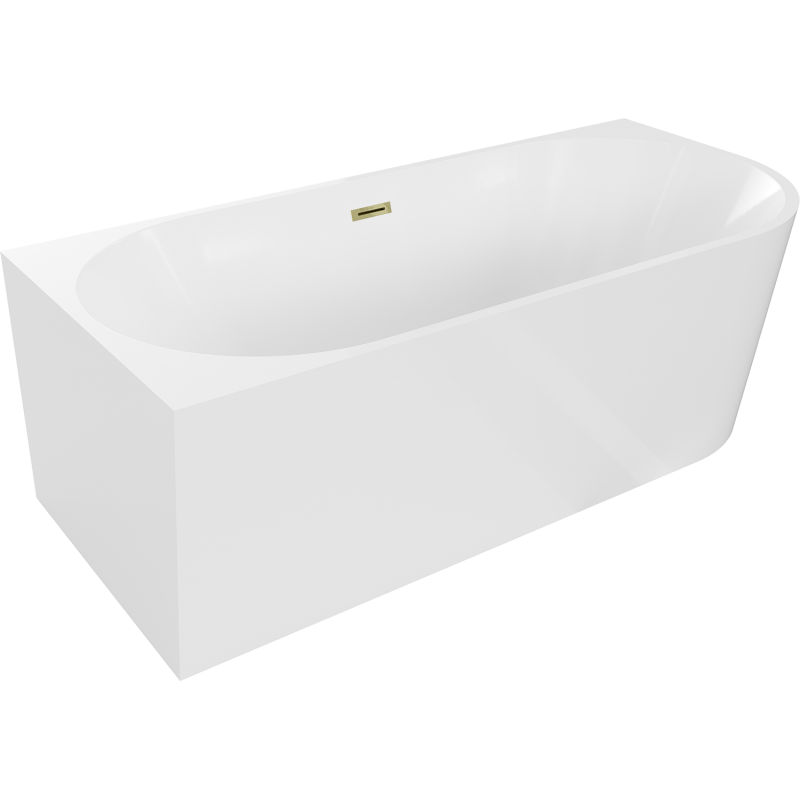Mexen Mia baignoire îlot angulaire gauche 180 x 80 cm, blanche, évacuation dorée - 52691808000L-50