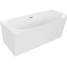 Mexen Mia baignoire îlot angulaire gauche 180 x 80 cm, blanche, évacuation dorée - 52691808000L-50