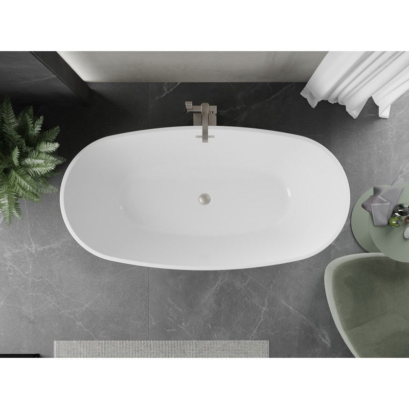Mexen Eris baignoire autoportante 170 x 80 cm, blanc/noir, trop-plein nickel brossé - 53441708075-97