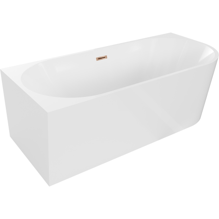 Baignoire Mexen Mia angulaire libre gauche 180 x 80 cm, blanche, trop-plein en or rose - 52691808000L-60