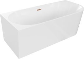 Baignoire Mexen Mia angulaire libre gauche 180 x 80 cm, blanche, trop-plein en or rose - 52691808000L-60