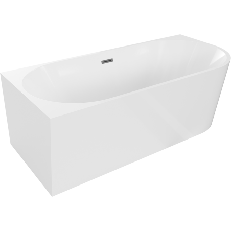 Mexen Mia baignoire îlot d'angle gauche 180 x 80 cm, blanche, trop-plein gris fusil brossé - 52691808000L-66