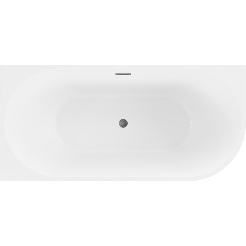Mexen Mia baignoire îlot d'angle gauche 180 x 80 cm, blanche, trop-plein gris fusil brossé - 52691808000L-66