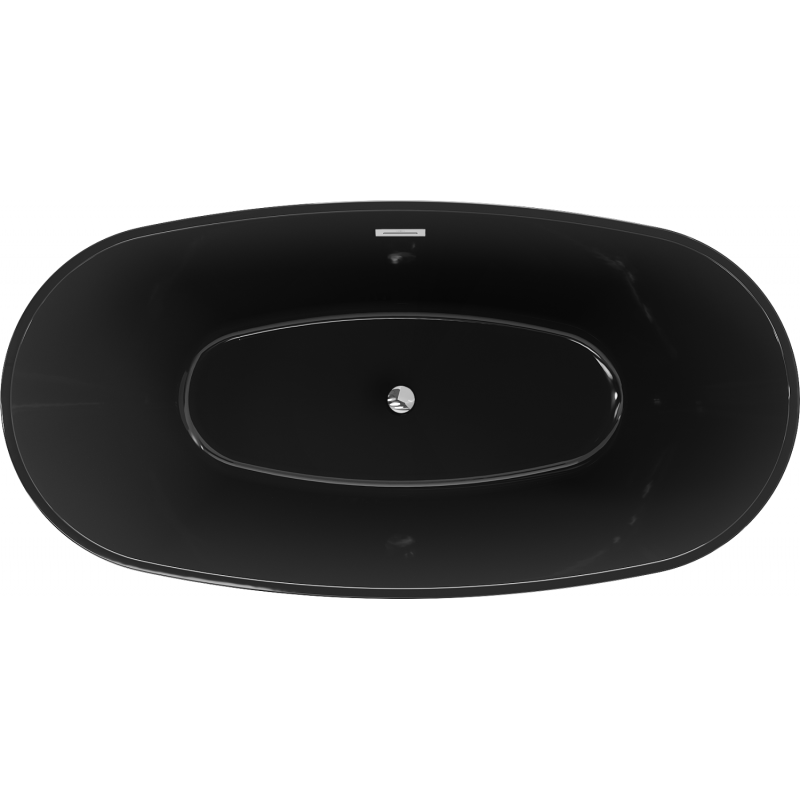 Mexen Eris baignoire autoportante 170 x 80 cm, noire, trop-plein chromé - 53441708070-01