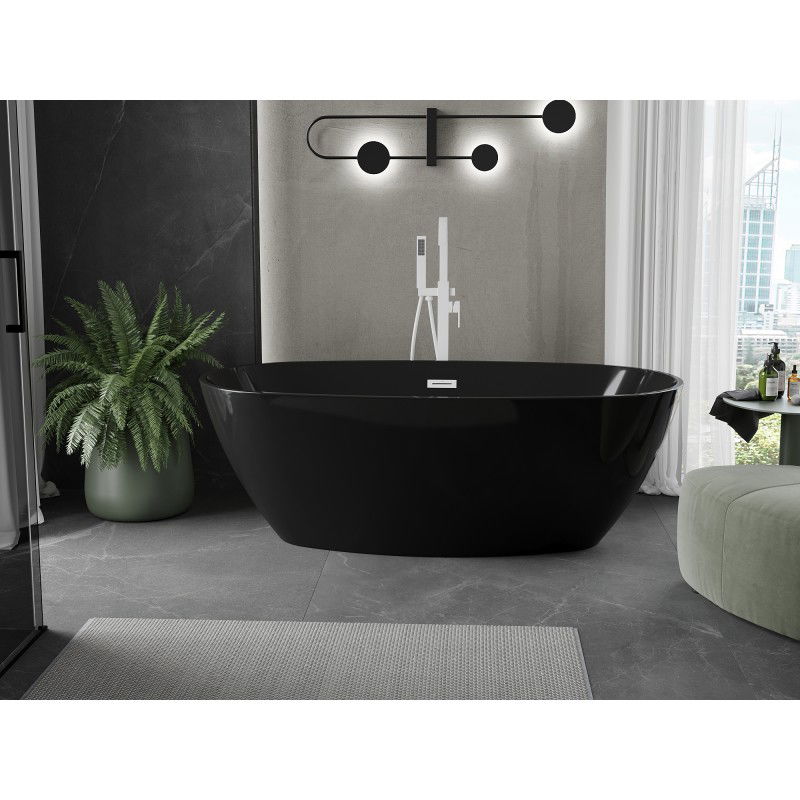 Mexen Eris baignoire autoportante 170 x 80 cm, noire, trop-plein blanc - 53441708070-20