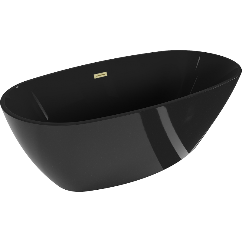 Baignoire libre Mexen Eris 170 x 80 cm, noire, trop-plein en or brossé - 53441708070-55