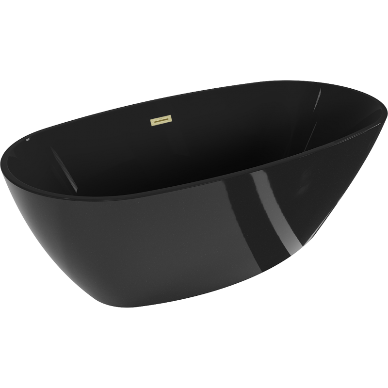 Mexen Eris baignoire autoportante 170 x 80 cm, noire, trop-plein or brossé - 53441708070-55