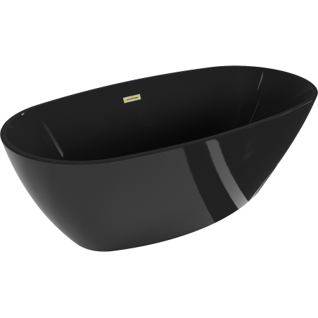 Mexen Eris baignoire autoportante 170 x 80 cm, noire, trop-plein or brossé - 53441708070-55