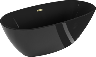 Mexen Eris baignoire autoportante 170 x 80 cm, noire, trop-plein doré brossé - 53441708070-55