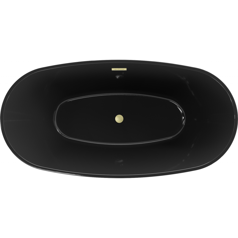 Mexen Eris baignoire autoportante 170 x 80 cm, noire, trop-plein or brossé - 53441708070-55