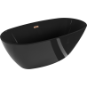 Baignoire Mexen Eris autoportante 170 x 80 cm, noire, débordement en cuivre brossé - 53441708070-65