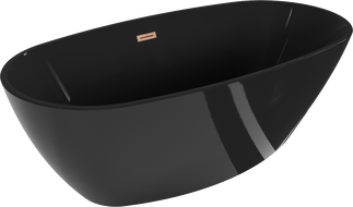 Mexen Eris baignoire autoportante 170 x 80 cm, noire, trop-plein cuivre brossé - 53441708070-65