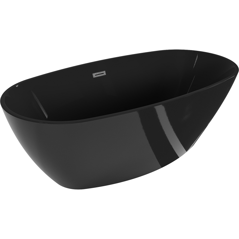 Mexen Eris baignoire autoportante 170 x 80 cm, noire, trop-plein gris canon brossé - 53441708070-66