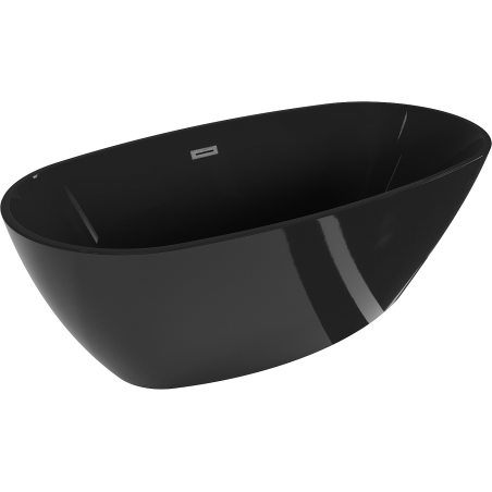 Mexen Eris baignoire autoportante 170 x 80 cm, noire, trop-plein gris canon brossé - 53441708070-66