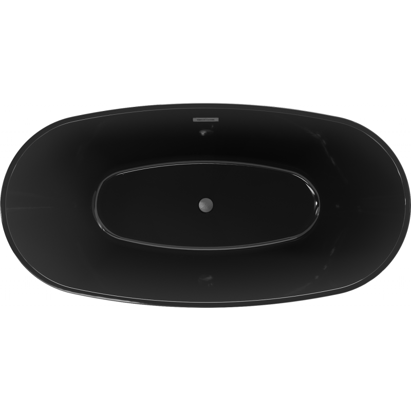 Mexen Eris baignoire autoportante 170 x 80 cm, noire, trop-plein gris canon brossé - 53441708070-66