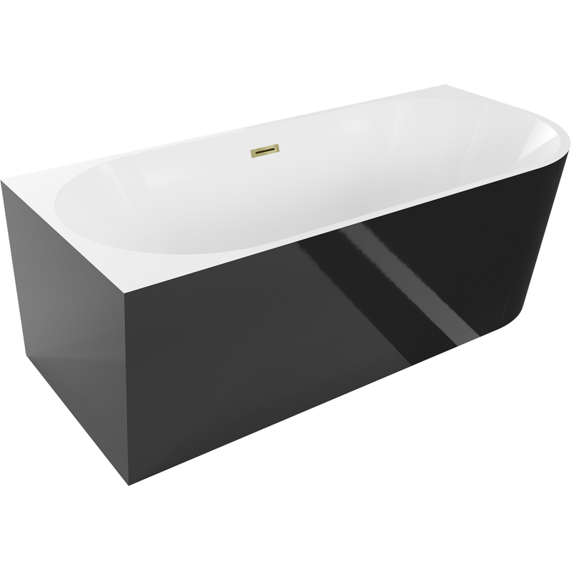 Mexen Mia baignoire freestanding d'angle gauche 180 x 80 cm, blanc/noir, trop-plein doré - 52691808075L-50