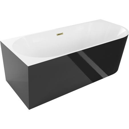 Mexen Mia baignoire freestanding d'angle gauche 180 x 80 cm, blanc/noir, trop-plein doré - 52691808075L-50