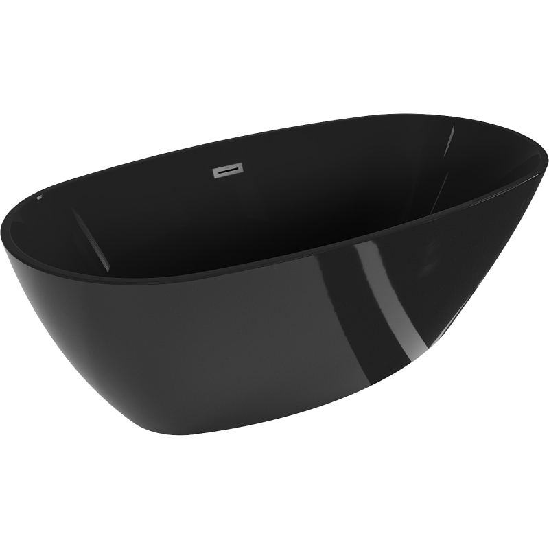 Mexen Eris baignoire autoportante 170 x 80 cm, noire, trop-plein métal canon - 53441708070-95