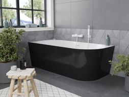 Mexen Mia baignoire autoportante d'angle gauche 180 x 80 cm, blanche/noire, trop-plein blanc - 52691808075L-20