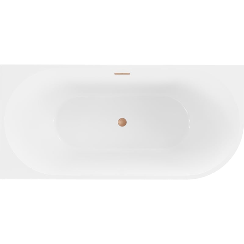 Mexen Mia baignoire autoportante d'angle gauche 180 x 80 cm, blanc/noir, trop-plein en cuivre brossé - 52691808075L-65