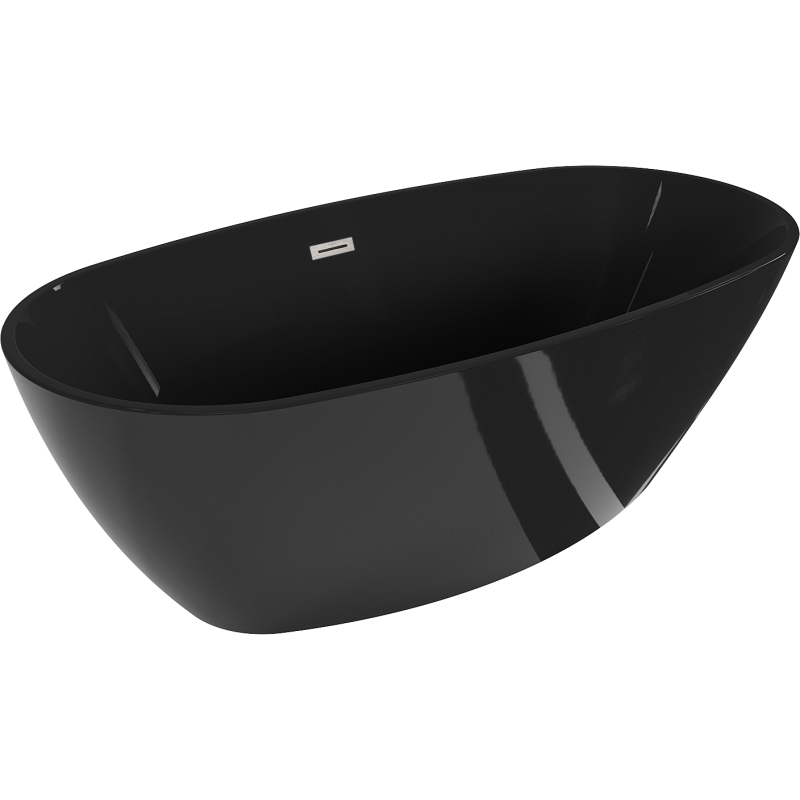 Baignoire Mexen Eris autoportante 170 x 80 cm, noire, évacuation nickel brossé - 53441708070-97