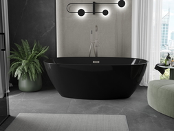 Baignoire Mexen Eris autoportante 170 x 80 cm, noire, évacuation nickel brossé - 53441708070-97