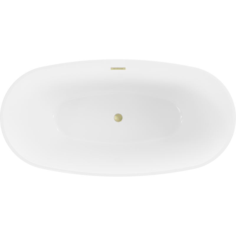 Mexen Eris baignoire autoportante 180 x 80 cm, blanche, trop-plein or brossé - 53441808000-55