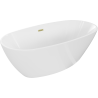 Baignoire Mexen Eris autonome 180 x 80 cm, blanche, évacuation en or brossé - 53441808000-55