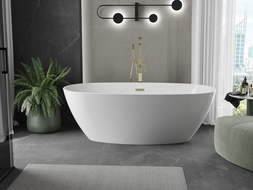 Baignoire Mexen Eris autonome 180 x 80 cm, blanche, évacuation en or brossé - 53441808000-55
